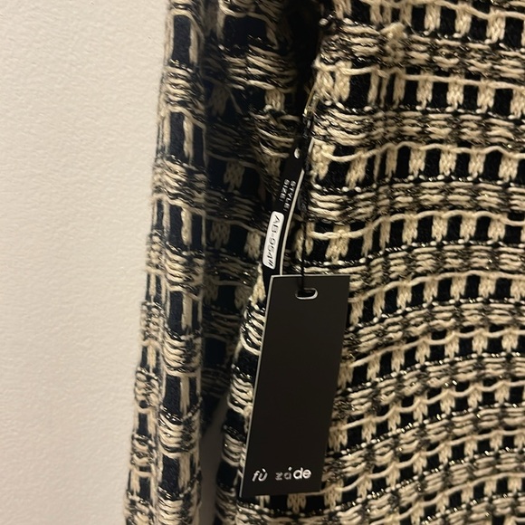 Fu Zade Zippered Woven Wool Blend Sweater S/M - Picture 4 of 8